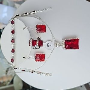 (NWT) 925 Red Rectangle Jewelry Set